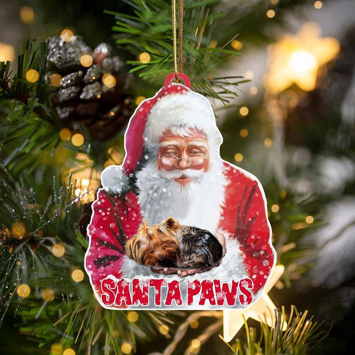 Yorkshire Terrier-Santa Paws-Two Sided Ornament