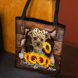 Yorkshire Terrier-Sunflower&Dog Mom Cloth Tote Bag