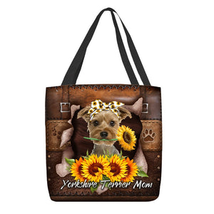 Yorkshire Terrier-Sunflower&Dog Mom Cloth Tote Bag