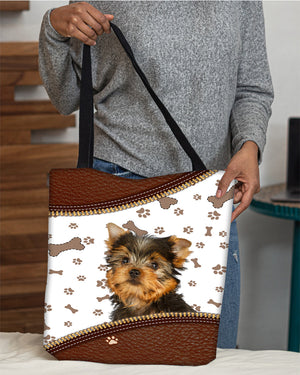 Yorkshire Terrier-Zipper Texture-Cloth Tote Bag