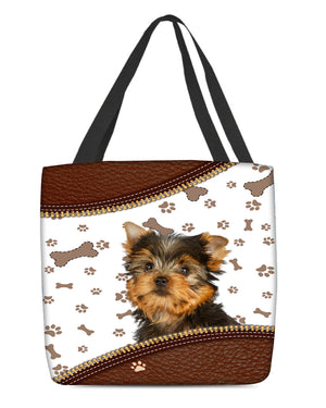 Yorkshire Terrier-Zipper Texture-Cloth Tote Bag