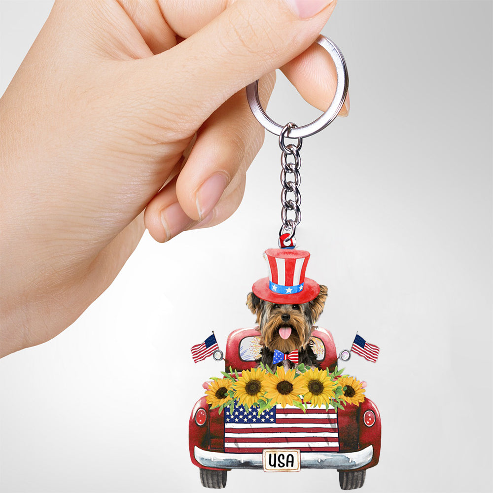 Yorkshire Terrier 1-USA Truck Flat Acrylic Keychain