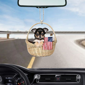 Yorkshire Terrier 1-With American Flag Two Sides Ornament
