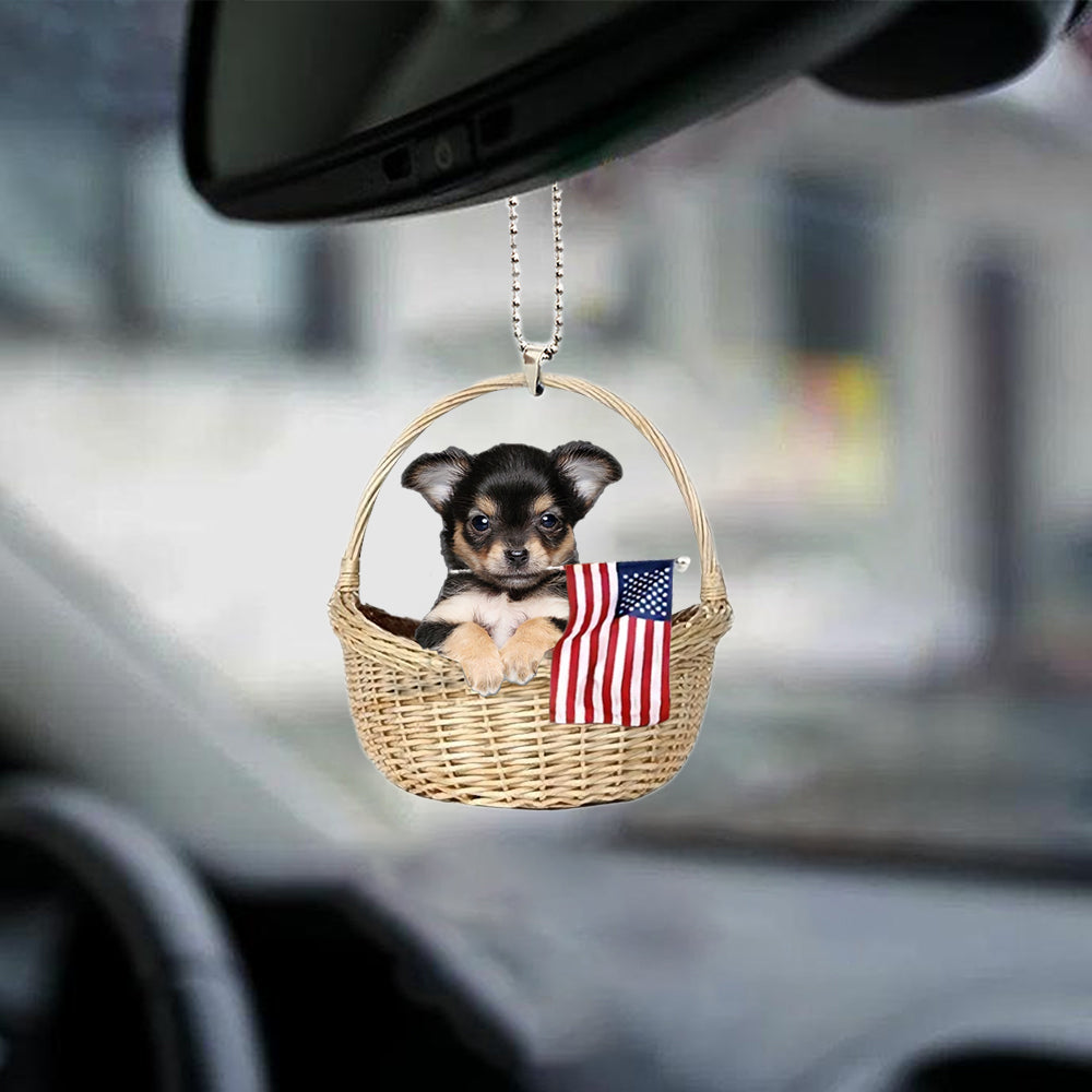 Yorkshire Terrier 1-With American Flag Two Sides Ornament