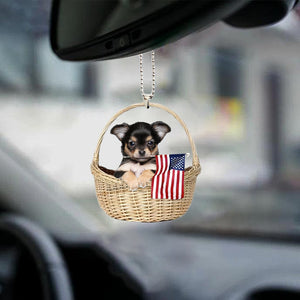 Yorkshire Terrier 1-With American Flag Two Sides Ornament