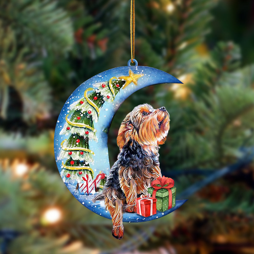 Yorkshire Terrier1 Sit On The Blue Moon-Two Sided Ornament