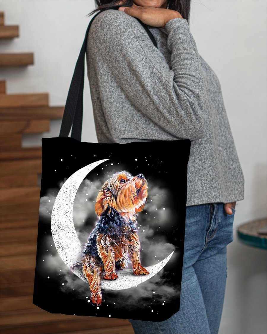 Yorkshire Terrier1 Sit On The Moon With Starts-Cloth Tote Bag