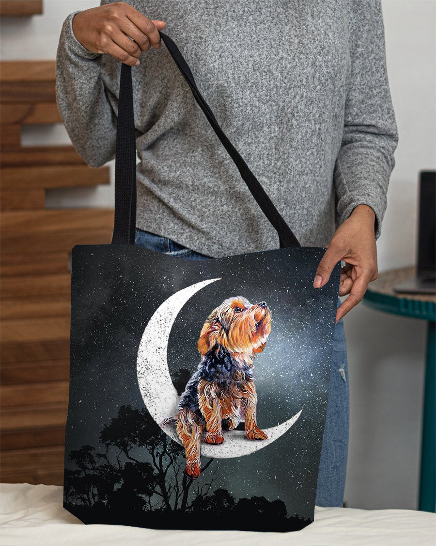Yorkshire Terrier2-Sit On The Moon-Cloth Tote Bag