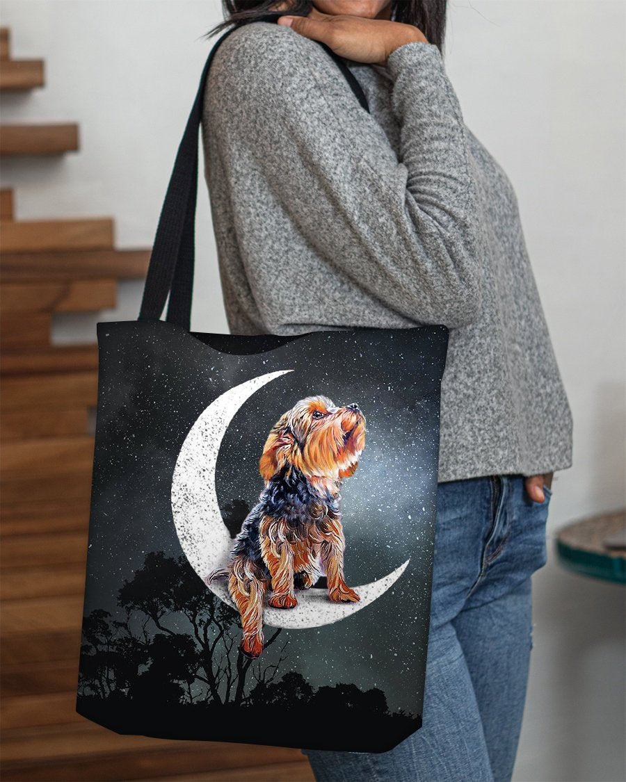 Yorkshire Terrier2-Sit On The Moon-Cloth Tote Bag