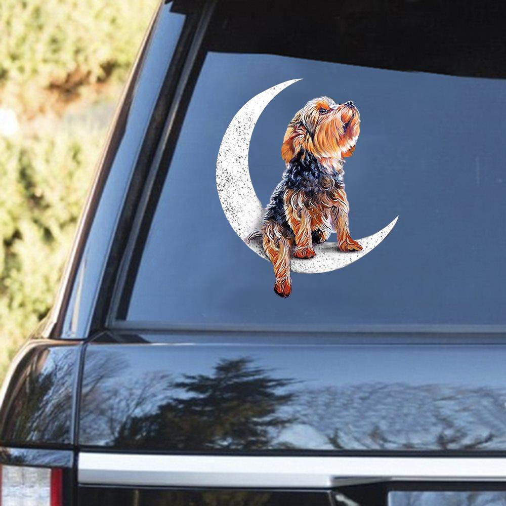 Yorkshire Terrier 2-Sit On The Moon Decal