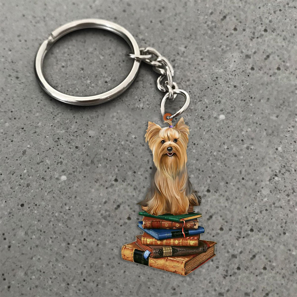 Yorkshire Terrier-Sit On The Book-Flat Acrylic Keychain