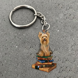 Yorkshire Terrier-Sit On The Book-Flat Acrylic Keychain