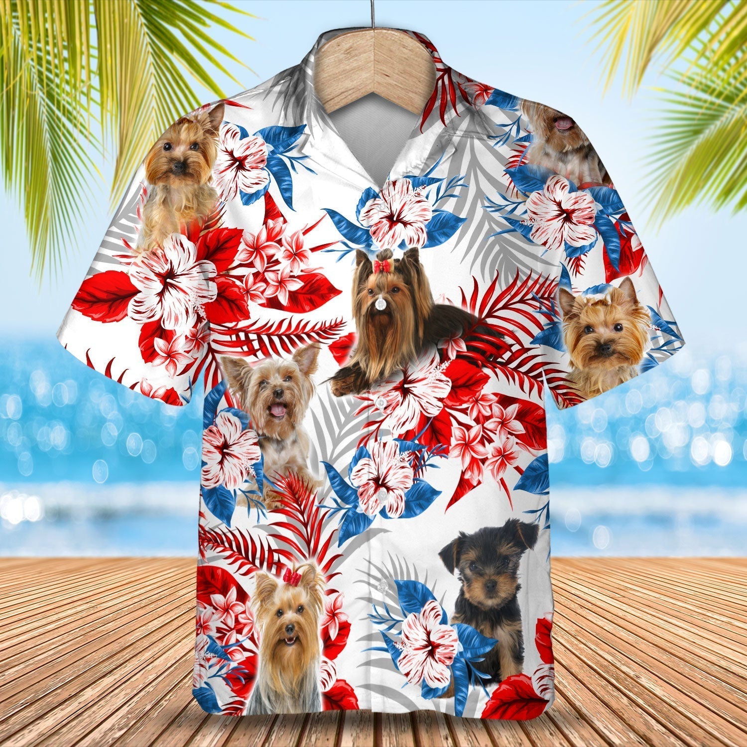 Yorkshire Terrier American Flag Hawaiian Shirt