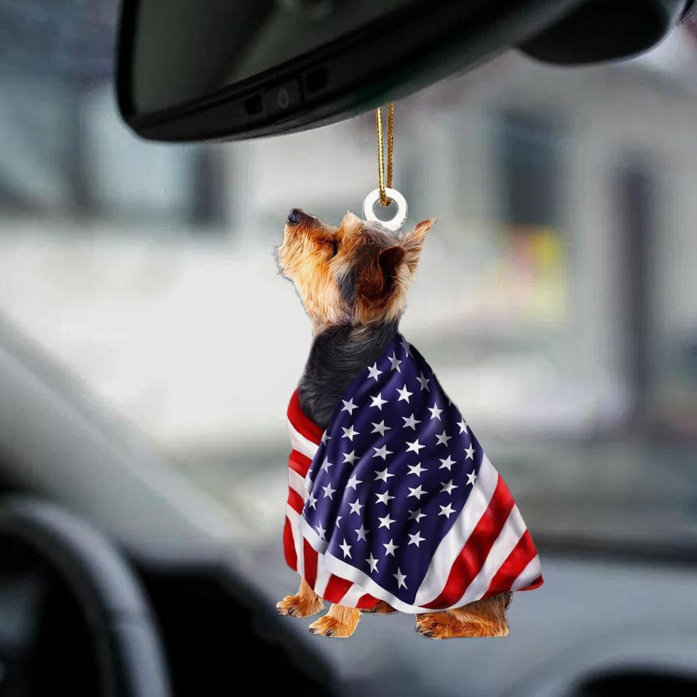 Yorkshire Terrier American Patriot Flag Two Sided Ornament