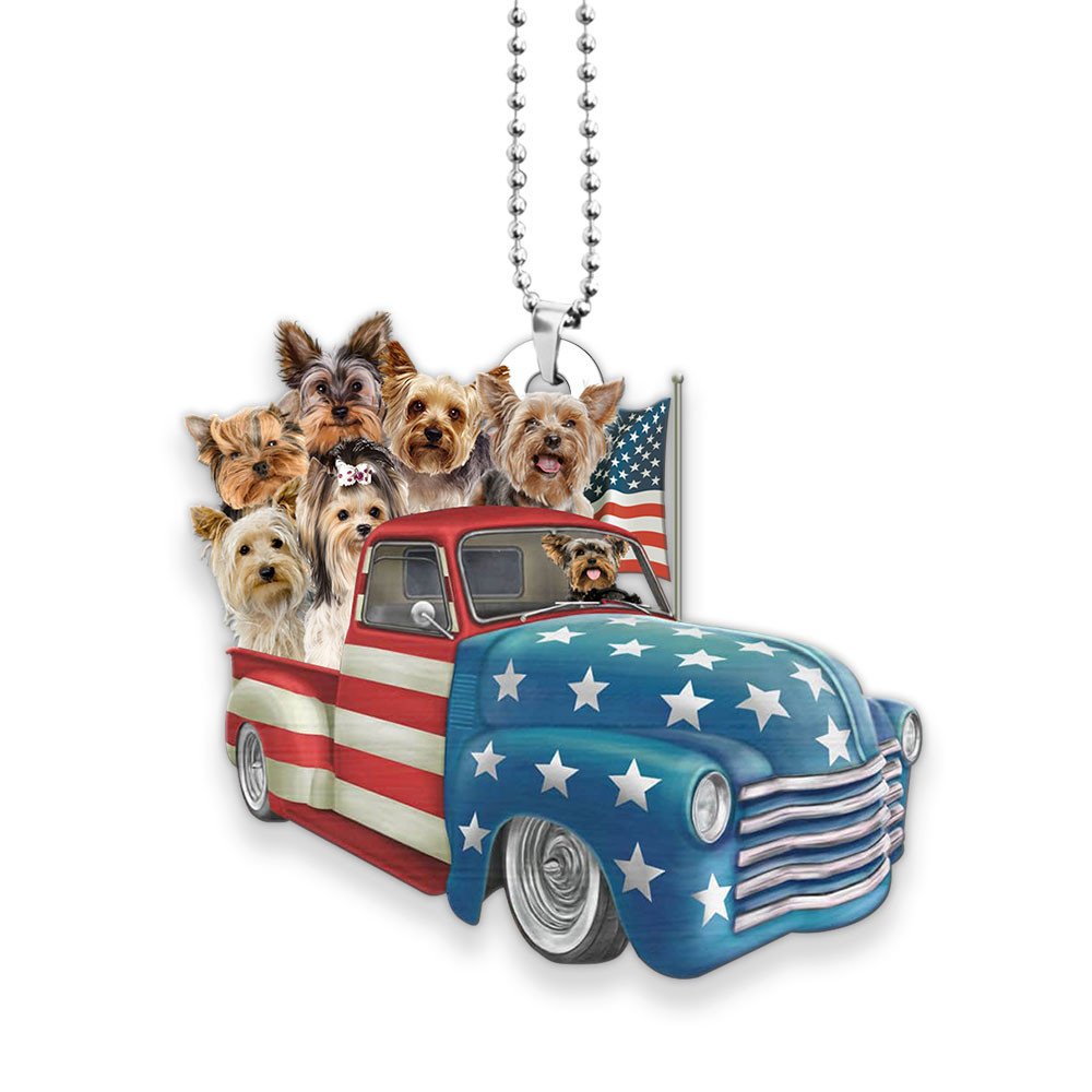 Yorkshire Terrier Happy Independence Day Two Sides Ornament