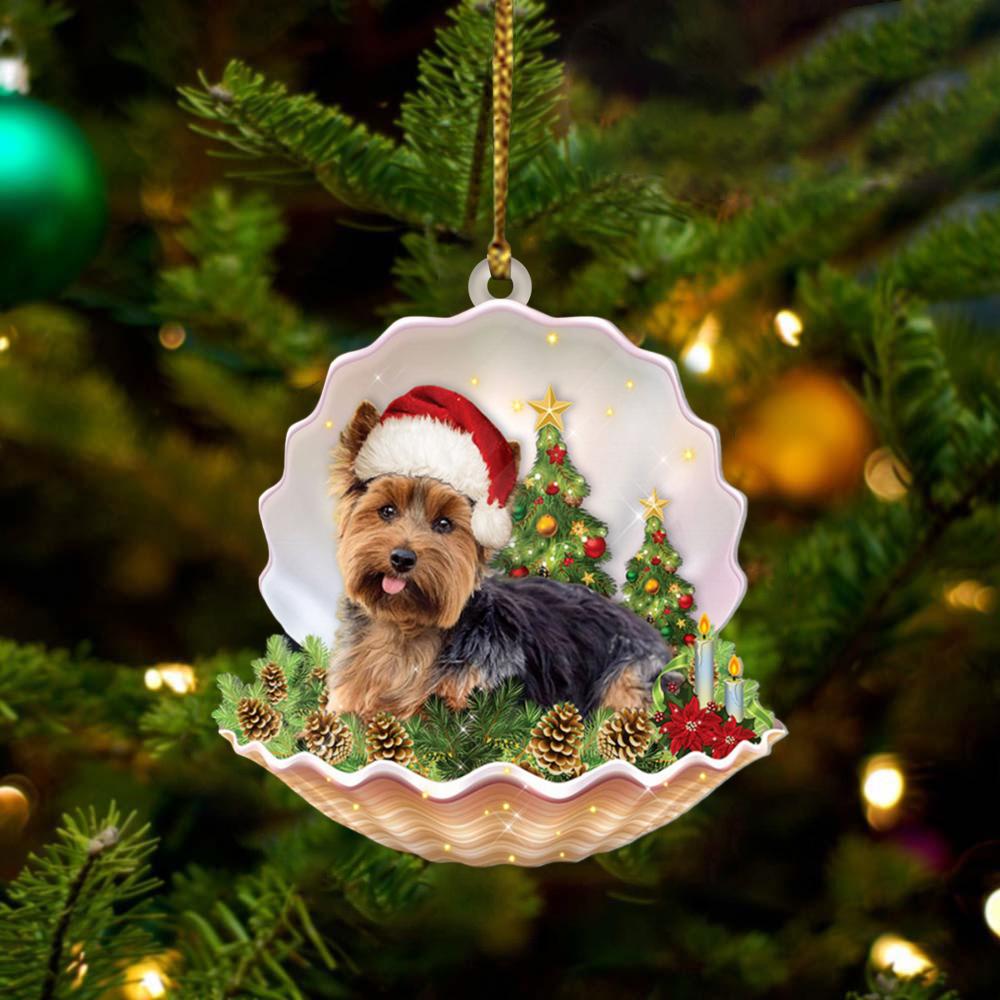 Yorkshire Terrier Lie In Seashell Xmas-Two Sided Ornament