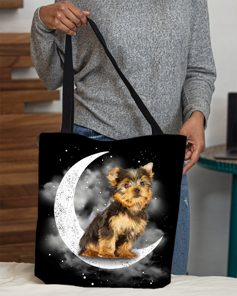 Yorkshire Terrier Sit On The Moon With Starts-Cloth Tote Bag