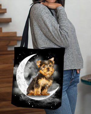 Yorkshire Terrier Sit On The Moon With Starts-Cloth Tote Bag