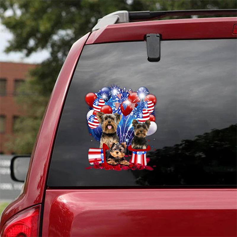 Yorkshire Terrier - Fireworks Celebration Car Sticker