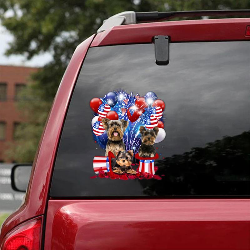 Yorkshire Terrier - Fireworks Celebration Car Sticker