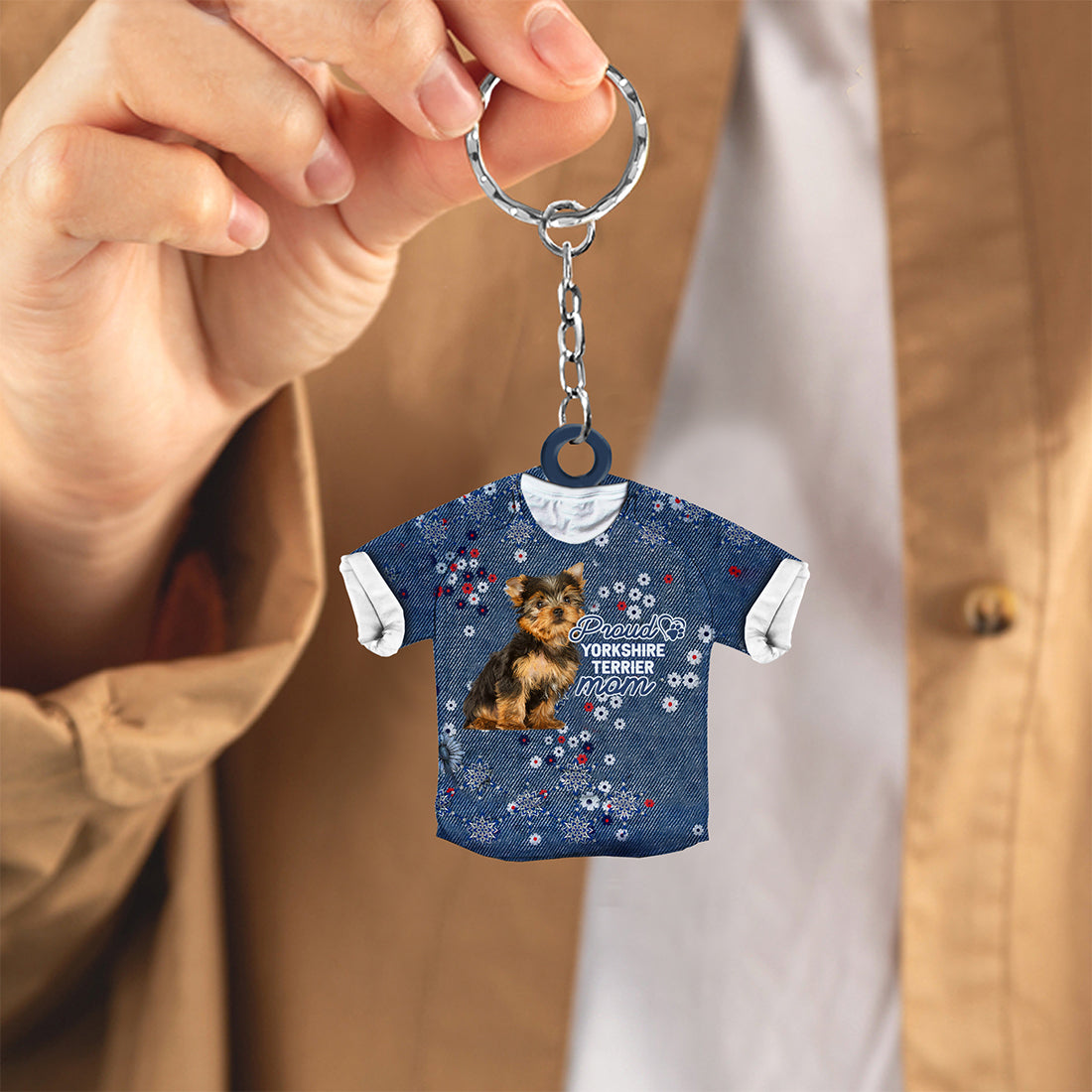 Yorkshire Terrier-Pround Mom-flat Acrylic Keychain