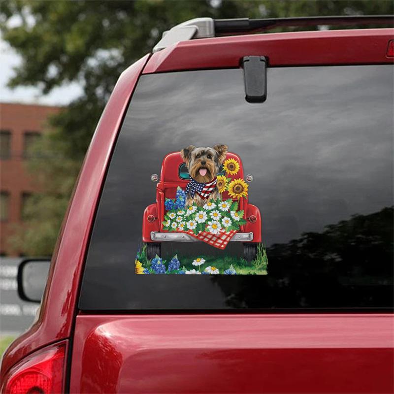 Flower Car Sticker-Yorkshire Terrier