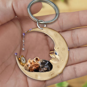 Yorkshire terrier-Sleeping on the moon Keychain