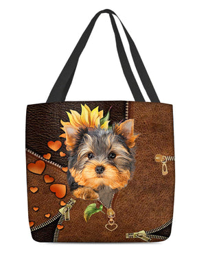 Yorkshire terrier-Sunflower&zipper Cloth Tote Bag