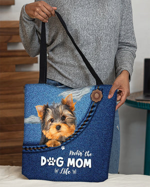 Yorkshire Terrier-Dog Mom Life-Cloth Tote Bag