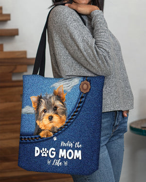 Yorkshire Terrier-Dog Mom Life-Cloth Tote Bag