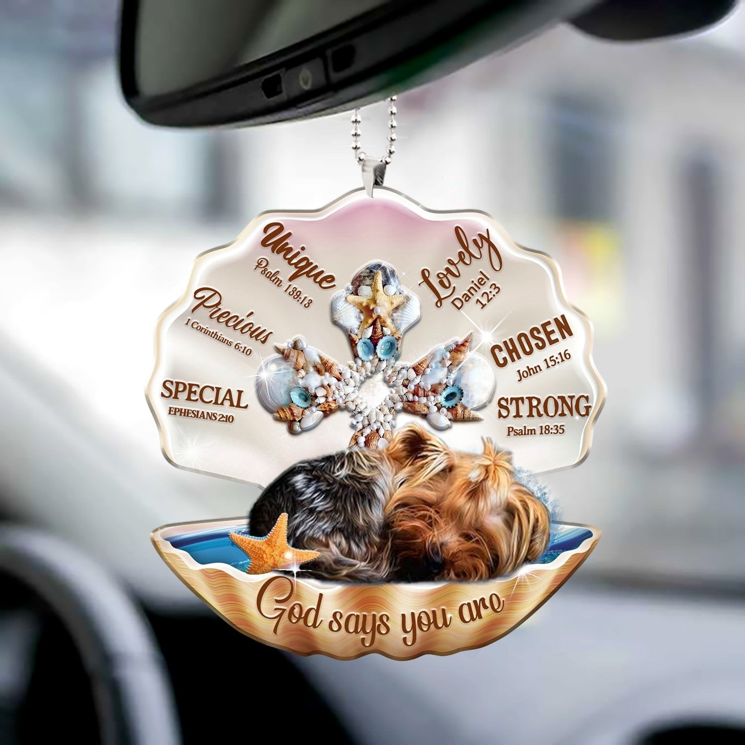 Yorkshire terrier-You Are Cross In Seashell-Two sides ornament