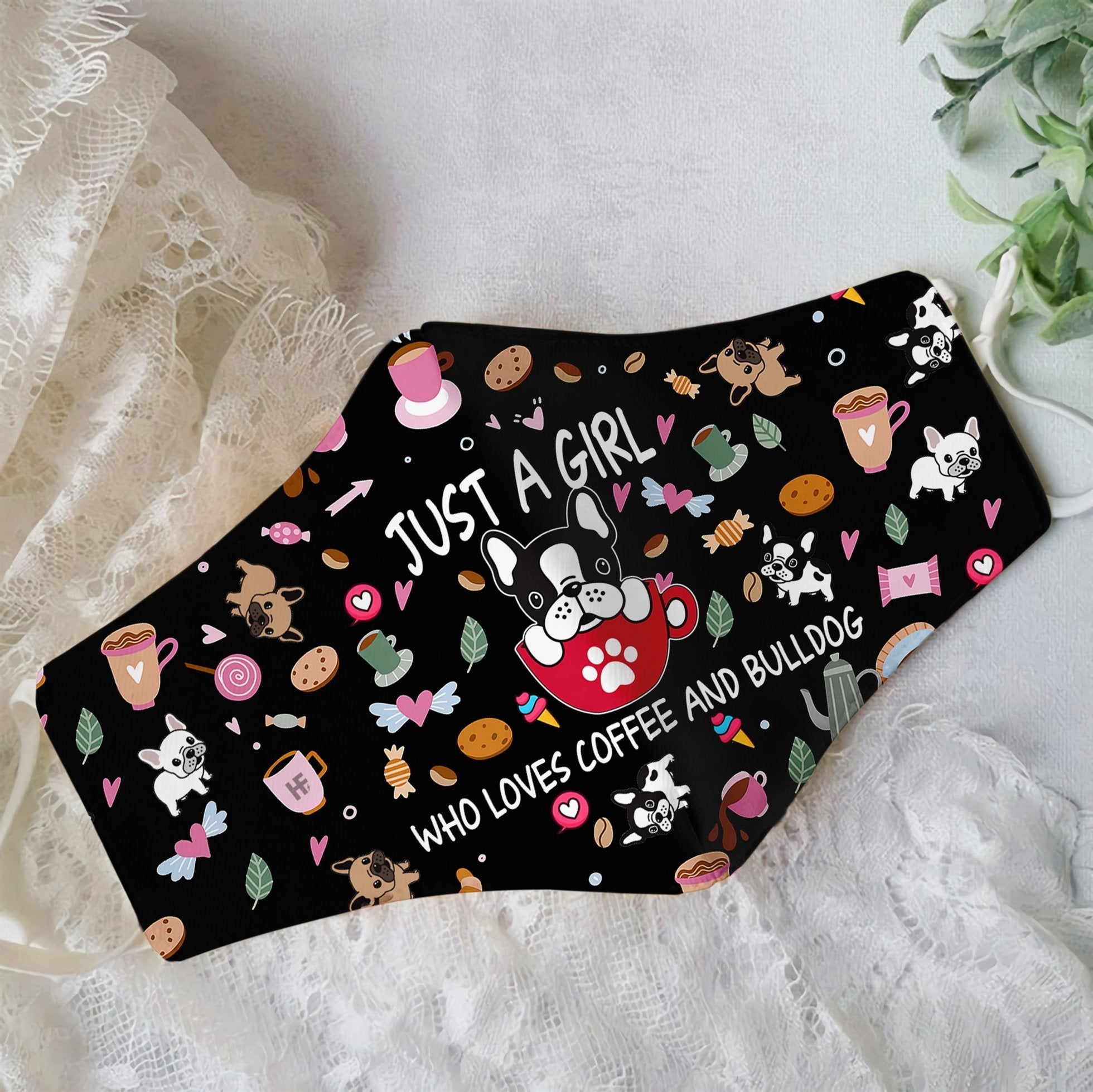 Premium Just A Girl Who Loves Coffee And Bulldog EZ09 0207 Face Mask6