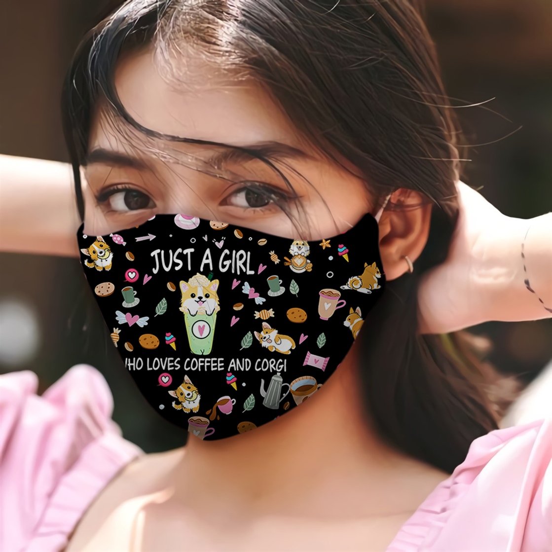 Premium Just A Girl Who Loves Coffee And Corgi EZ09 0207 Face Mask7