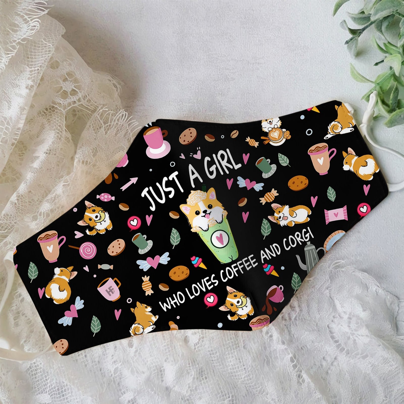 Premium Just A Girl Who Loves Coffee And Corgi EZ09 0207 Face Mask7