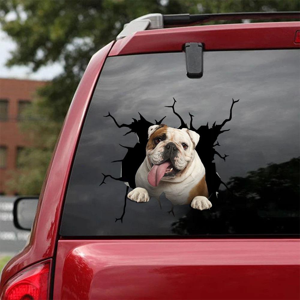 Bulldog English Bulldog Crack Car Sticker, Toilet Sticker, Fridge Sticker 4