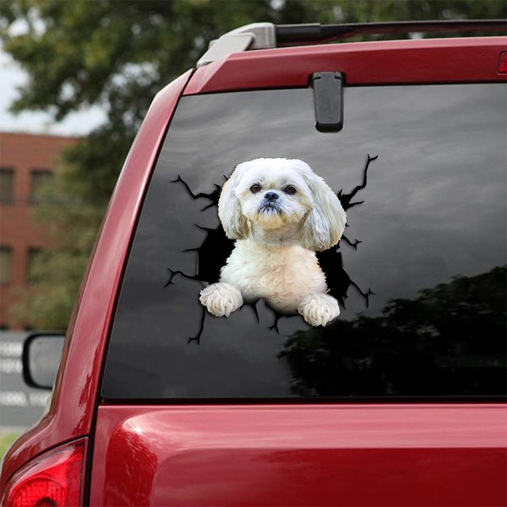 Shih Tzu Crack Car Sticker, Toilet Sticker, Fridge Sticker 36