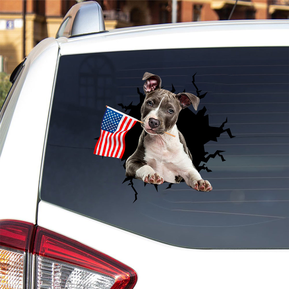 American staffordshire And American Flag Independent Day Car Sticker Decal