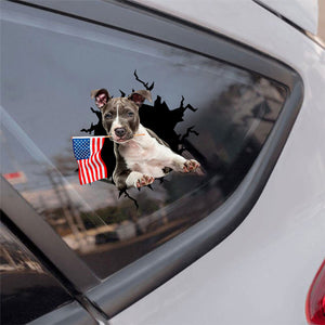 American staffordshire And American Flag Independent Day Car Sticker Decal