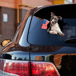 American staffordshire And American Flag Independent Day Car Sticker Decal