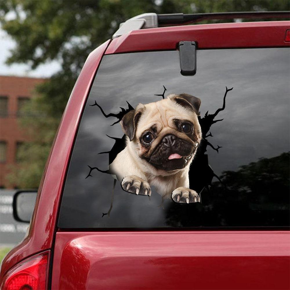 Pug Crack Car Sticker 22