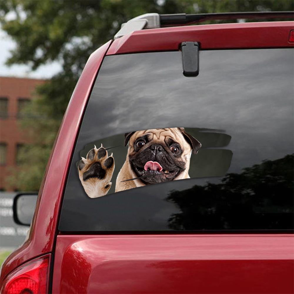 Pug Crack Car Sticker 2