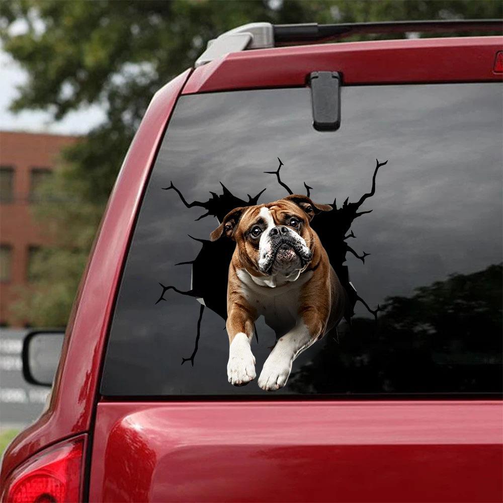 Bulldog English Bulldog Crack Car Sticker, Toilet Sticker, Fridge Sticker 10