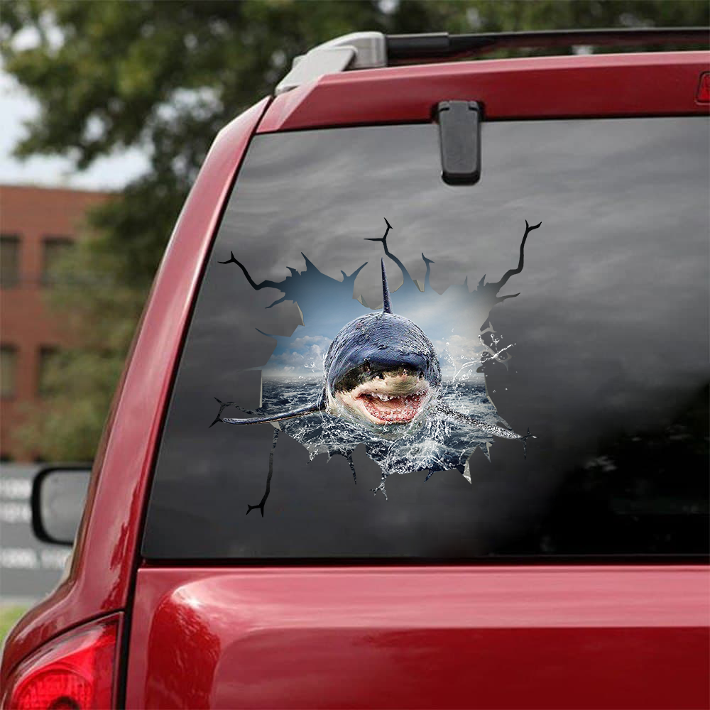 Shark Crack Car Sticker, Toilet Sticker, Fridge Sticker 2