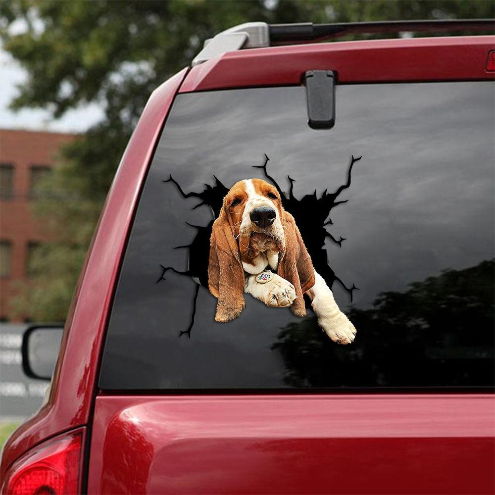 Basset Hound Crack Car Sticker, Toilet Sticker, Fridge Sticker 16