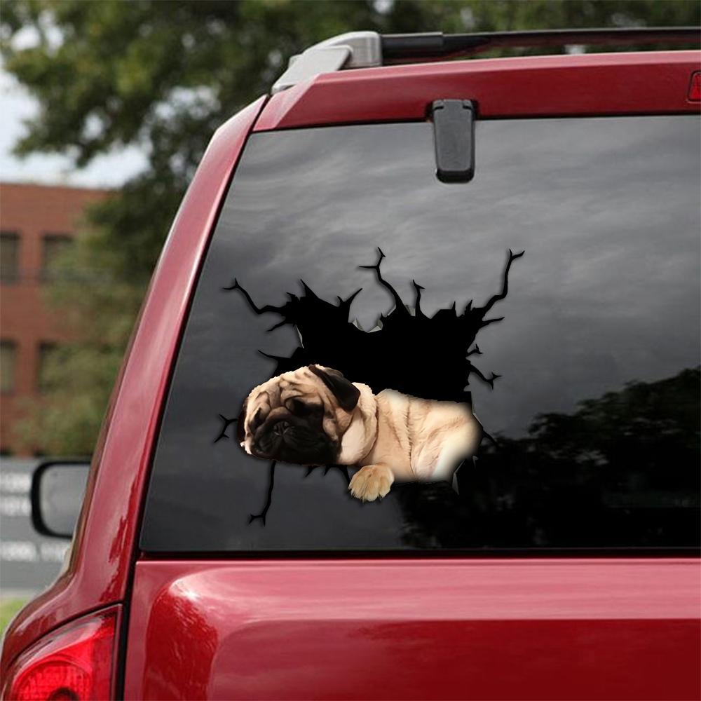 Pug Crack Car Sticker 23