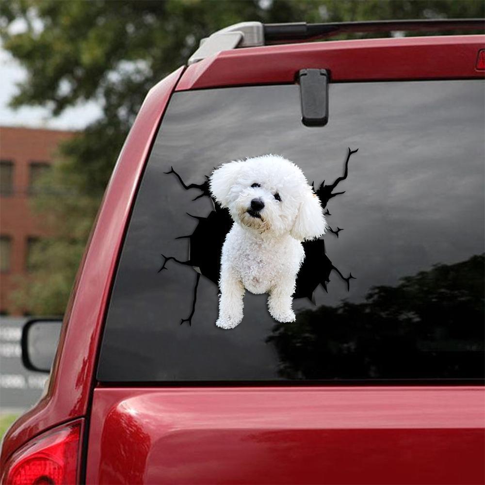 Bichon Frise Crack Car Sticker, Toilet Sticker, Fridge Sticker 17