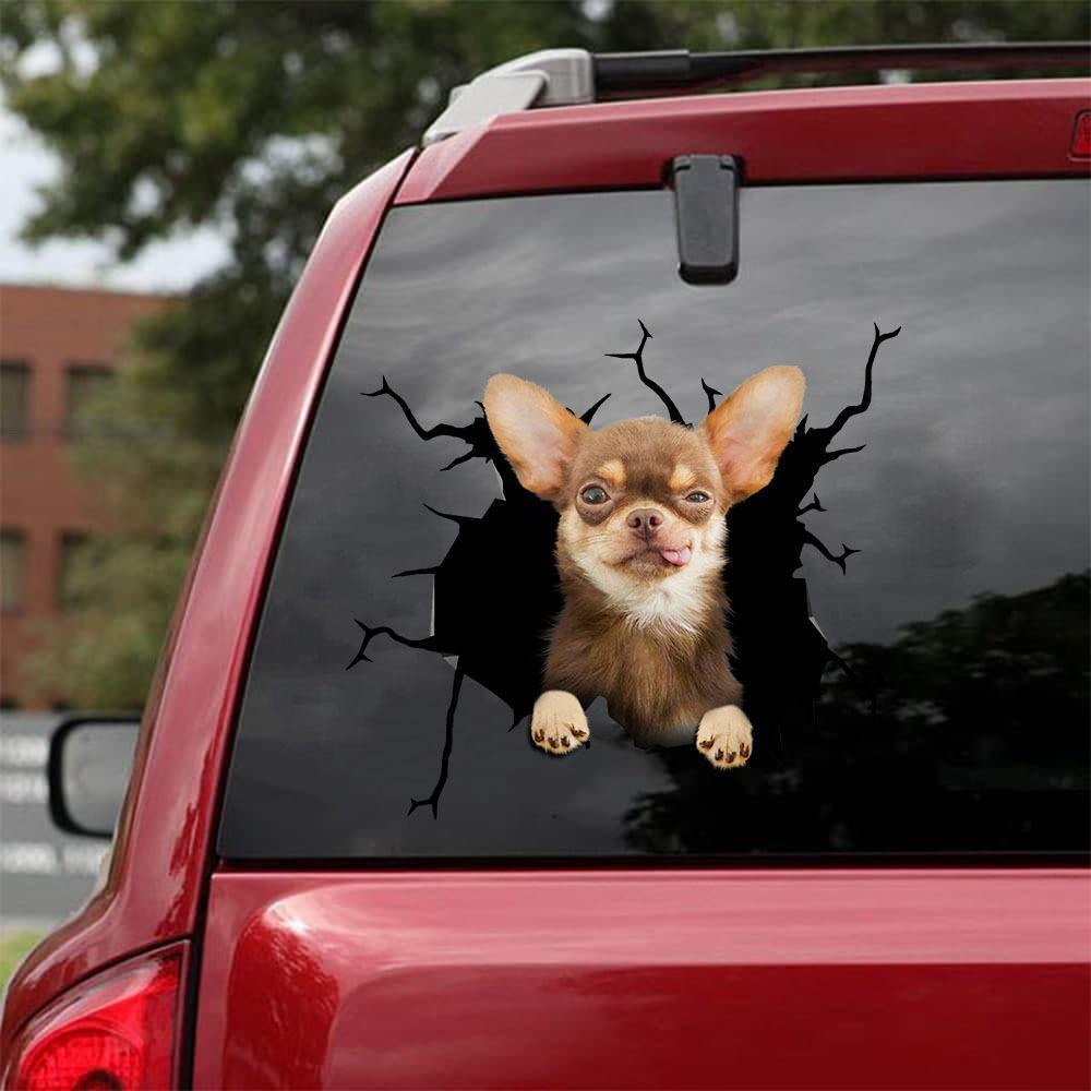 Chihuahua Crack Car Sticker, Toilet Sticker, Fridge Sticker (33)