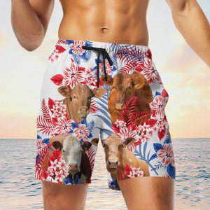 beefmaster cow In American Flag Pattern Shorts