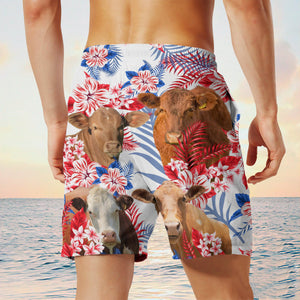 beefmaster cow In American Flag Pattern Shorts