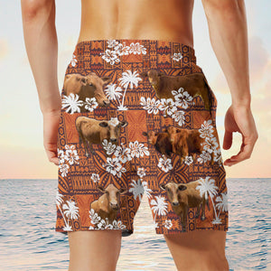 beefmaster cow In Red Tribal Shorts